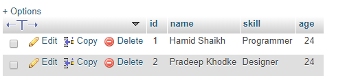 inserted two dumping data in table